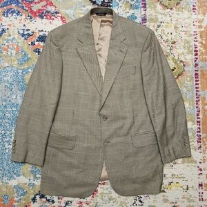 Brooks Brothers Brookwood Mens 42R Houndstooth Plaid Blazer Jacket Sport Coat
